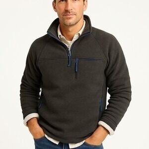 J.Crew Nordic Half-Zip Pullover Sweater Fleece Men Medium Grey Blue Polartec